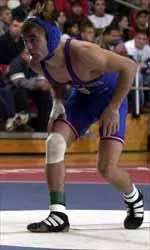 Former Fresno State wrestler Stephen Abas wrestles for a spot in the 2004 Olympics.