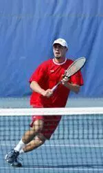 Playing his first dual match ever at No. 1 singles proved to be no problem for Sergiu Modoc, who breezed to a 6-3, 6-0 victory.