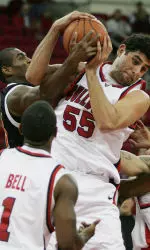 Oregon State's Lamar Hurd battles Fresno's State's Renato Cesar for a rebound during the first half Saturday. (AP Photo/Gary Kazanjian)