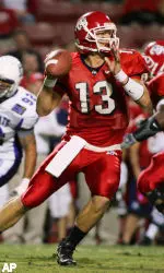 Paul Pinegar sets up in the pocket against Weber State. (AP Photo/Gary Kazanjian)