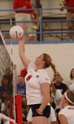 Freshman outside hitter Lacey Gera contributed tonight with 14 kills on .114 hitting percentage. She led the club with four blocking assists.