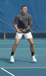 Junior Jakub Cech played well Saturday, beating No. 18 Roger Matalonga in straight sets.