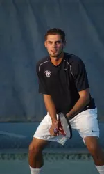 Senior Sergiu Modoc won the clinching match for the third consecutive time, Sunday at the Wathen Tennis Center.