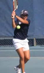 Senior Lucia Sainz earned her 99th career doubles win after she and Katharina Winterhalter won 8-1, Saturday at the Wathen Tennis Center.