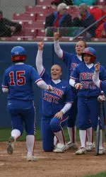 Freshman pitcher Robin Mackin hit her fifth home run of the season with a two-run shot in the fifth. She also picked up the win with a three-hit shutout.