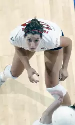 Freshman Tairyn Rasmussen had a career-high 15 kills tonight.