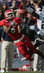 Seyi Ajirotutu dives to catch a pass during Fresno State's 45-29 win over Kansas State. (AP Photo/The Fresno Bee, Kurt Hegre)