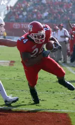 Anthony Harding scored on a touchdown pass against Utah State last week.