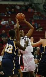 Junior Erica Henry had her best game of the year on Saturday, posting a double-double with 12 points and 12 rebounds.