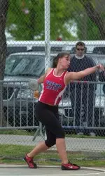 Senior Katie Richardson was second in the discus after the preliminaries.