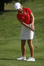 Laura Luethke leads the Bulldogs today shooting three over par.