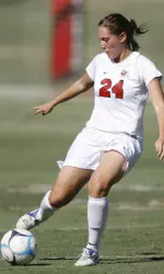 Sophomore Krissy Looney records her first assist of the year against Oregon State.