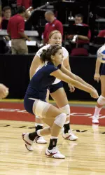 Libero Meghan Moss recorded 10 digs vs. Idaho on Saturday.
