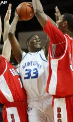 Junior forward Sylvester Seay (#30) registered his first double-double as a Bulldog with 12 points and 10 rebounds