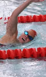 Junior Kelli Sargent made strides in the 500 freestyle event at the conclusion of the Mustang Invitational.