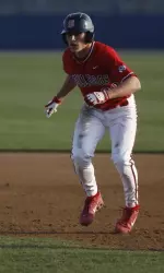Fresno State designated hitter Gavin Hedstrom reached base via the single in each of his two at-bats Saturday against Cal Poly.