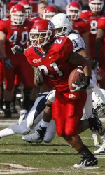 Sophomore running back Ryan Mathews showed his explosiveness with two touchdowns and he averaged 13 yards every time he touched the ball in Sunday' scrimmage at Bulldog Stadium.