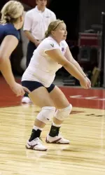 Lisa Gera is first on the team with 3.77 digs per set.