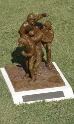 Third basemen Tommy Mendonca recieved his College World Series MVP Trophy in one piece.