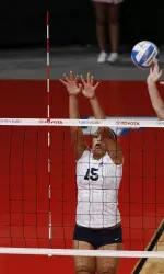 Kelli Parker had three kills vs. Utah State.