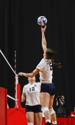 Kelly Leonardo had five kills vs. the Aggies.