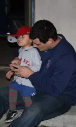Junior Jordan Ribera playing a game with one of the Jones children.
