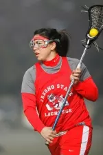 Aja Scheuber is ready to run onto the field at Bulldog Stadium on Saturday. (Photo by Keith Kountz)