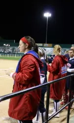 Morgan Melloh looks on after her win in game one.
