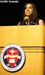 Senior Nicole Gutierrez spoke during the Gala about the ability to fight through adversity and excel at the highest level.