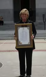 Head softball coach Margie Wright was honored by Senator Florez on Monday at the state Capital in Sacramento.
