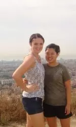 Jenny Smith (on the left) enjoys the view of Barcelona Spain.