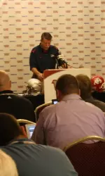 Fresno State head coach Pat Hill, the dean of WAC football coaches, was again a popular interview at the 2009 WAC Media Preview. Hill ranks fourth in the 47-year history of the WAC with 92 coaching victories.