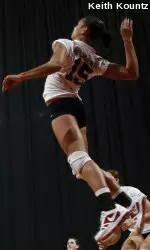 Kelli Parker notched a season-high 16 kills and 16 digs on Saturday night against Utah State.