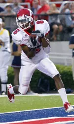 Jalen Saunders caught a 50-yard touchdown pass from Ryan Colburn against Hawaii.