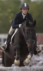 Junior captain Kimberly Hewson Budnik won her point in the Equitation Over Fences competition today.