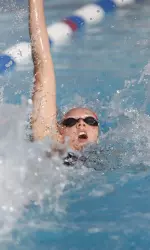 Junior Heidi Gjoen improved her 200-yard backstroke event by more than two seconds from her preliminary swim to her final swim.