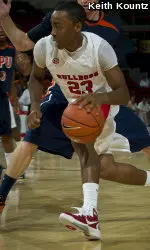 Kevin Olekaibe scored 10 points with a pair of 3-pointers for his best night in his early Bulldog career.