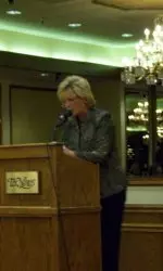 Head coach Margie Wright gives her annual speech at the Diamond Club Luncheon.