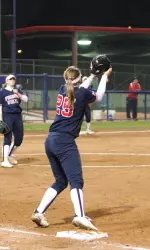 Michelle Moses had one of the Bulldogs' hits today.