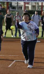 Angela threw out the pitch on Domestic Violence Awareness Night.