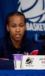 Jaleesa Ross spent part of Friday afternoon at a press conference to prepare for the 2010 NCAA Tournament.
