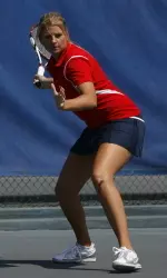 Fresno State sophomore Laura Pola won matches in singles and doubles against BYU.