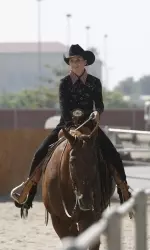 Sophomore Sammie Joe Stone won her match in reining at the 2010 VENC in Waco, Texas.