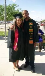 Diana Aguilar with Bulldog football player Anthony Harding.