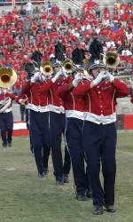 The Fresno State Marching Band in action at Bulldog Stadium