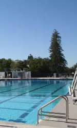 The Fresno State Aquatics Center features a competition pool with eight long-course lanes and 19 short-course lanes.