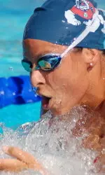 Junior Sarah Pino swam a career best in the 200 Breastroke at the Arena Invitational in Long Beach.