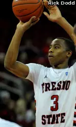 Fresno State guard Kevin Olekaibe has topped the 20-point mark in four of the past five games.