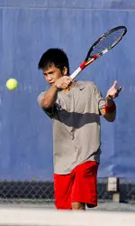 Francis Alcantara earned victories in singles and doubles today.