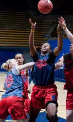 Senior forward Taja Edwards posted a double-double with 10 points and 11 rebounds.